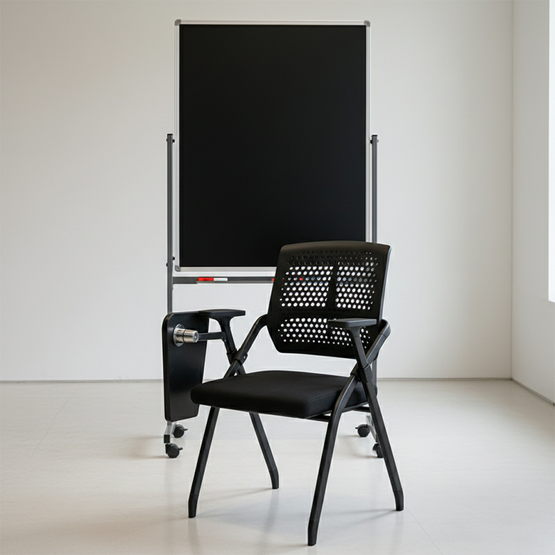 Modern Folding Ergonomic Office Chair - Rectangular Training Chair With 180° Writing Tablet For Home Office Lumendat