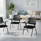 Modern Folding Ergonomic Office Chair - Rectangular Training Chair With 180° Writing Tablet For Home Office Lumendat