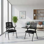Modern Folding Ergonomic Office Chair - Rectangular Training Chair With 180° Writing Tablet For Home Office Lumendat