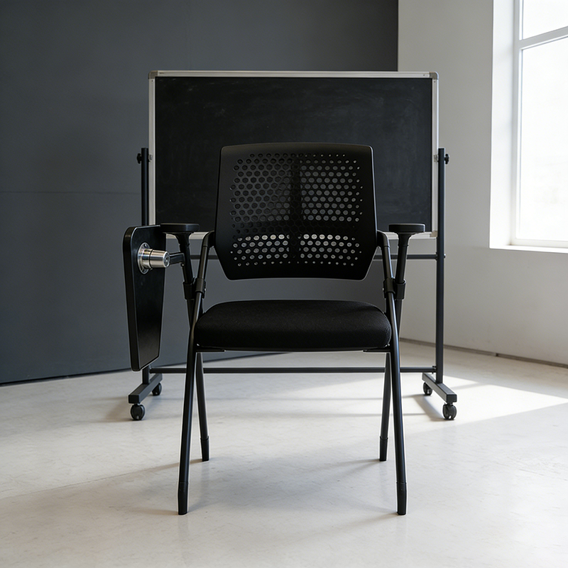 Modern Folding Ergonomic Office Chair - Rectangular Training Chair With 180° Writing Tablet For Home Office Lumendat