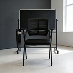 Modern Folding Ergonomic Office Chair - Rectangular Training Chair With 180° Writing Tablet For Home Office Lumendat