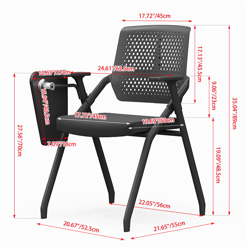 Modern Folding Ergonomic Office Chair - Rectangular Training Chair With 180° Writing Tablet For Home Office Lumendat