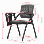 Modern Folding Ergonomic Office Chair - Rectangular Training Chair With 180° Writing Tablet For Home Office Lumendat