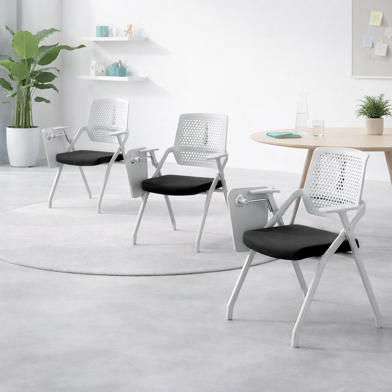 Modern Multi-Functional Space Saving Design Folding Office Chair - Rectangular Stackable Writing Board Desk Chair For Home Office Lumendat
