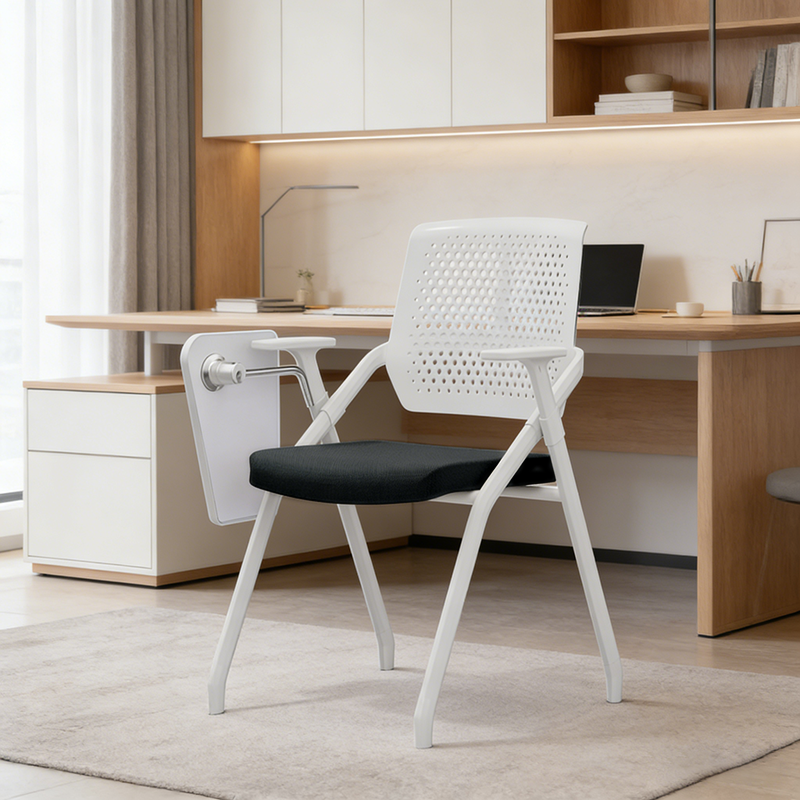 Modern Multi-Functional Space Saving Design Folding Office Chair - Rectangular Stackable Writing Board Desk Chair For Home Office Lumendat