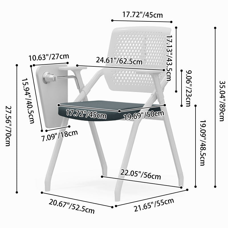 Modern Multi-Functional Space Saving Design Folding Office Chair - Rectangular Stackable Writing Board Desk Chair For Home Office Lumendat