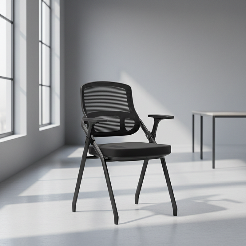 Modern Ergonomic Foldable Mesh Training Chair - Rectangular Stackable Conference Chair Space Saving Commercial Seating For Home Office Lumendat
