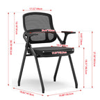 Modern Ergonomic Foldable Mesh Training Chair - Rectangular Stackable Conference Chair Space Saving Commercial Seating For Home Office Lumendat