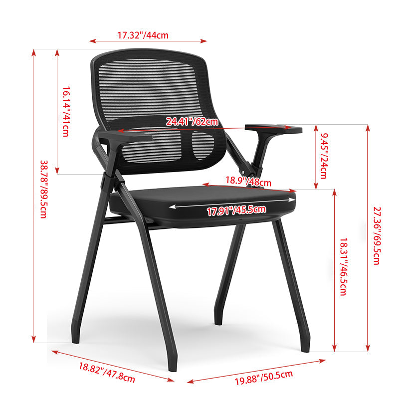 Modern Ergonomic Foldable Mesh Training Chair - Rectangular Stackable Conference Chair Space Saving Commercial Seating For Home Office Lumendat