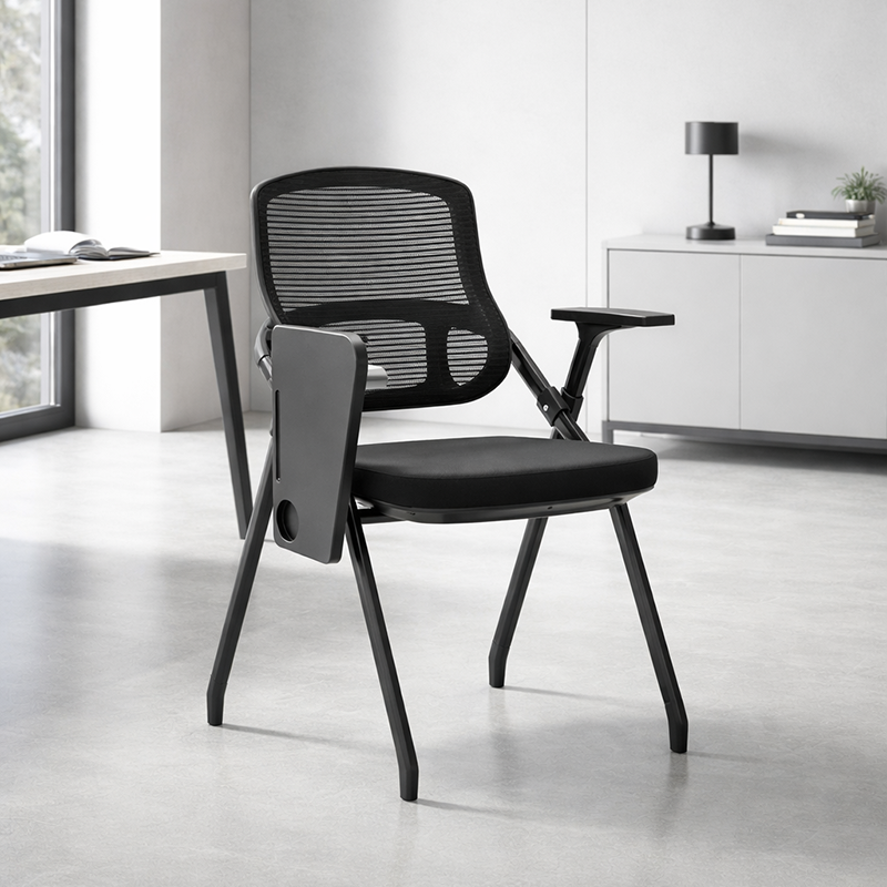 Modern Foldable Ergonomic Conference Room Seating Mesh Office Chair - Heavy Duty Training Chair With Stackable Writing Tablet For Home Office Lumendat