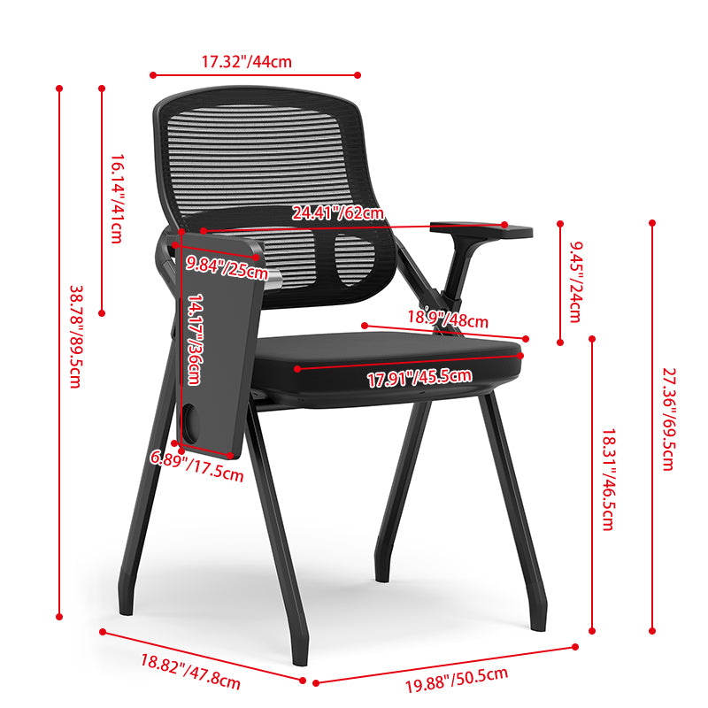 Modern Foldable Ergonomic Conference Room Seating Mesh Office Chair - Heavy Duty Training Chair With Stackable Writing Tablet For Home Office Lumendat
