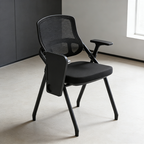 Modern Foldable Ergonomic Conference Room Seating Mesh Office Chair - Heavy Duty Training Chair With Stackable Writing Tablet For Home Office Lumendat