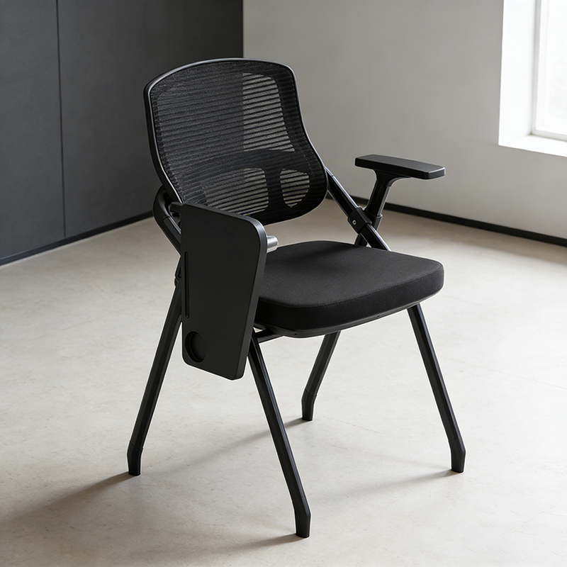 Modern Foldable Ergonomic Conference Room Seating Mesh Office Chair - Heavy Duty Training Chair With Stackable Writing Tablet For Home Office Lumendat