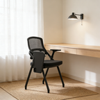 Modern Foldable Ergonomic Conference Room Seating Mesh Office Chair - Heavy Duty Training Chair With Stackable Writing Tablet For Home Office Lumendat