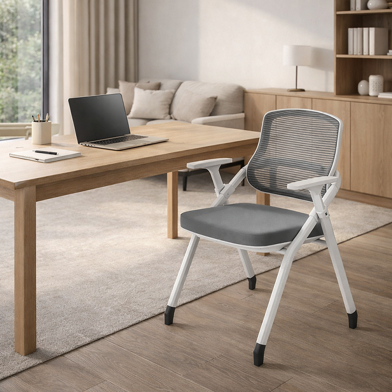 Modern Folding Ergonomic Mesh Desk Chair - Rectangular Stackable Conference Chair Space Saving Design For Home Office Lumendat