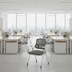 Modern Folding Ergonomic Mesh Desk Chair - Rectangular Stackable Conference Chair Space Saving Design For Home Office Lumendat