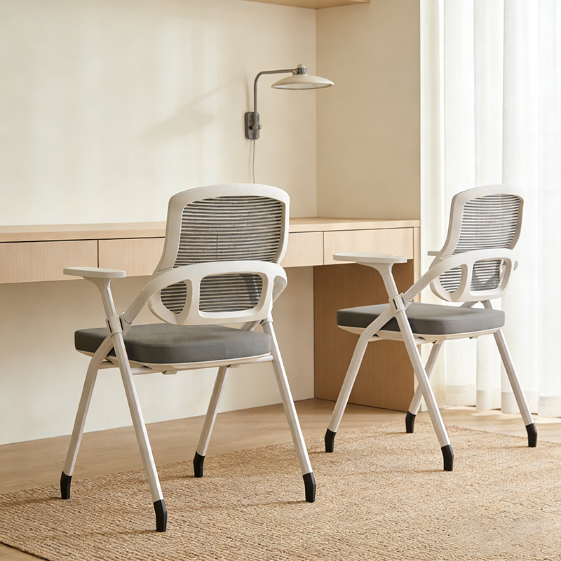 Modern Folding Ergonomic Mesh Desk Chair - Rectangular Stackable Conference Chair Space Saving Design For Home Office Lumendat