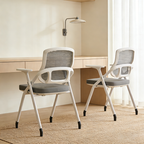 Modern Folding Ergonomic Mesh Desk Chair - Rectangular Stackable Conference Chair Space Saving Design For Home Office Lumendat