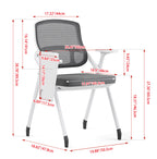 Modern Multi-Functional Mesh Conference Training Chair - Rectangular Foldable Ergonomic Office Chair With Stackable Writing Board For Home Office Lumendat