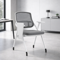 Modern Multi-Functional Mesh Conference Training Chair - Rectangular Foldable Ergonomic Office Chair With Stackable Writing Board For Home Office Lumendat