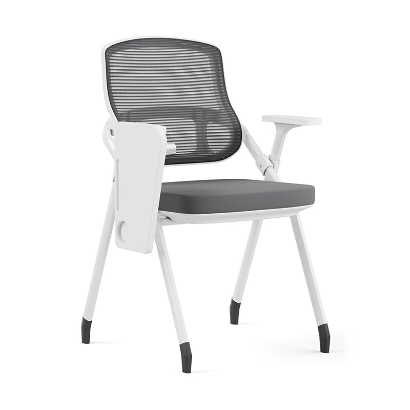 Modern Multi-Functional Mesh Conference Training Chair - Rectangular Foldable Ergonomic Office Chair With Stackable Writing Board For Home Office Lumendat