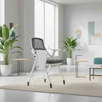 Modern Multi-Functional Mesh Conference Training Chair - Rectangular Foldable Ergonomic Office Chair With Stackable Writing Board For Home Office Lumendat
