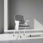 Modern Multi-Functional Mesh Conference Training Chair - Rectangular Foldable Ergonomic Office Chair With Stackable Writing Board For Home Office Lumendat