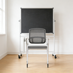 Modern Multi-Functional Mesh Conference Training Chair - Rectangular Foldable Ergonomic Office Chair With Stackable Writing Board For Home Office Lumendat