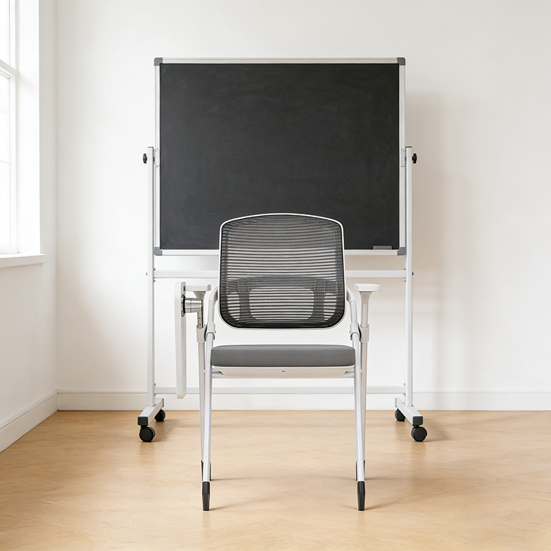 Modern Multi-Functional Mesh Conference Training Chair - Rectangular Foldable Ergonomic Office Chair With Stackable Writing Board For Home Office Lumendat