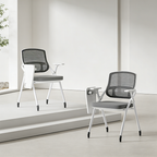 Modern Multi-Functional Mesh Conference Training Chair - Rectangular Foldable Ergonomic Office Chair With Stackable Writing Board For Home Office Lumendat