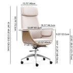 Modern Executive Premium Brazilian Cowhide Leather Office Chair - Rectangular Curved High Back PU Caster Manager Desk Chair Armrest For Home Office Lumendat