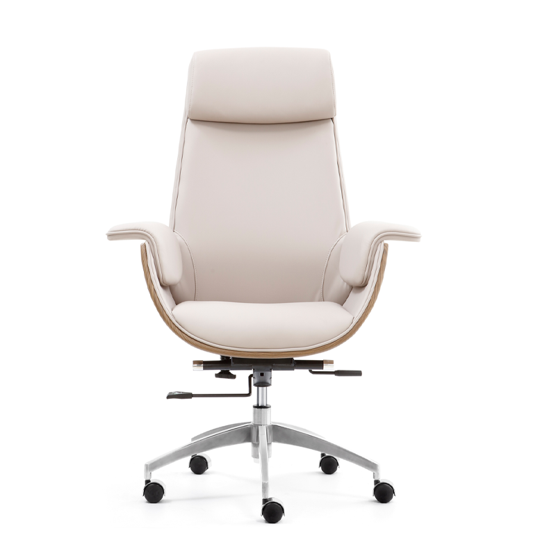 Modern Executive Premium Brazilian Cowhide Leather Office Chair - Rectangular Curved High Back PU Caster Manager Desk Chair Armrest For Home Office Lumendat