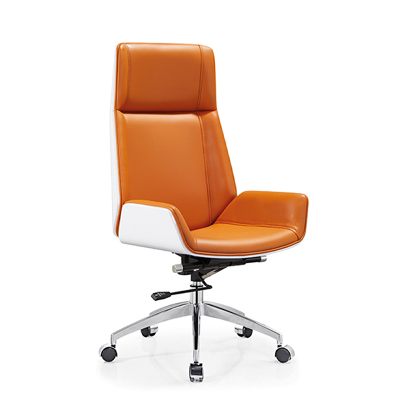 Modern Executive Premium Brazilian Cowhide Leather Office Chair - Rectangular High Back Height-Adjustable Swivel Desk Chair For Home Office Lumendat