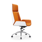 Modern Executive Premium Brazilian Cowhide Leather Office Chair - Rectangular High Back Height-Adjustable Swivel Desk Chair For Home Office Lumendat