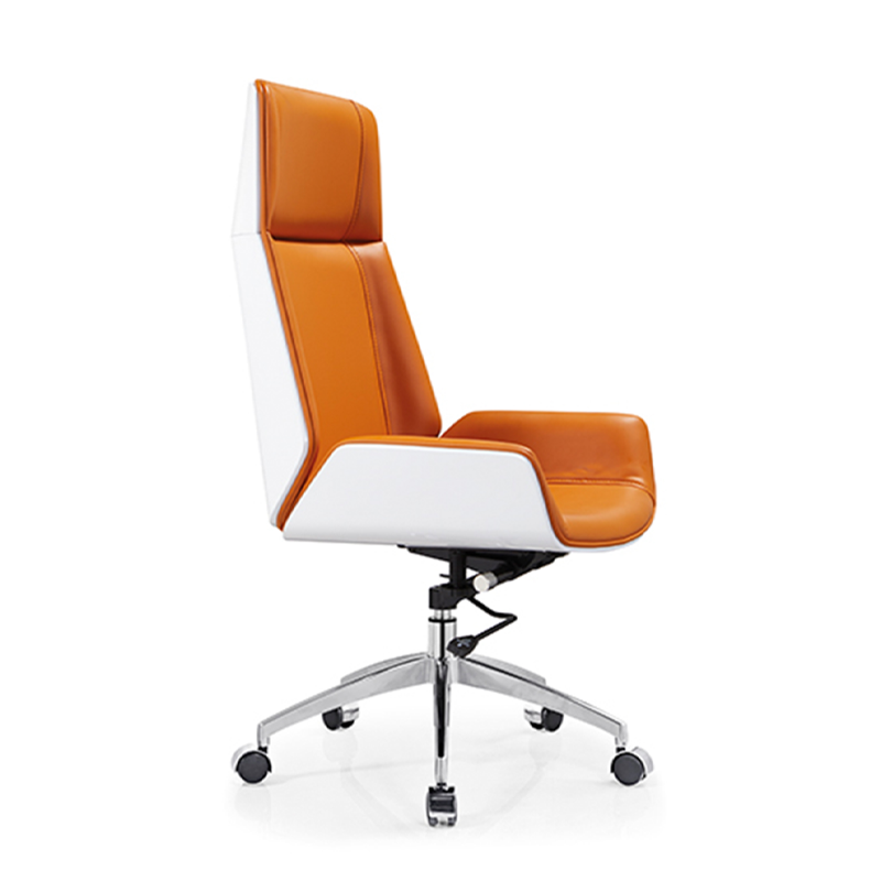Modern Executive Premium Brazilian Cowhide Leather Office Chair - Rectangular High Back Height-Adjustable Swivel Desk Chair For Home Office Lumendat