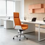 Modern Executive Premium Brazilian Cowhide Leather Office Chair - Rectangular High Back Height-Adjustable Swivel Desk Chair For Home Office Lumendat