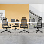 Modern Ergonomic High Back Mesh Office Chair - Rectangular Adjustable Headrest Lumbar Support Reclining Desk Chair For Home Office Lumendat