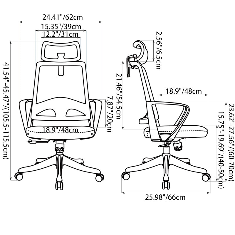 Modern Ergonomic High Back Mesh Office Chair - Rectangular Adjustable Headrest Lumbar Support Reclining Desk Chair For Home Office Lumendat