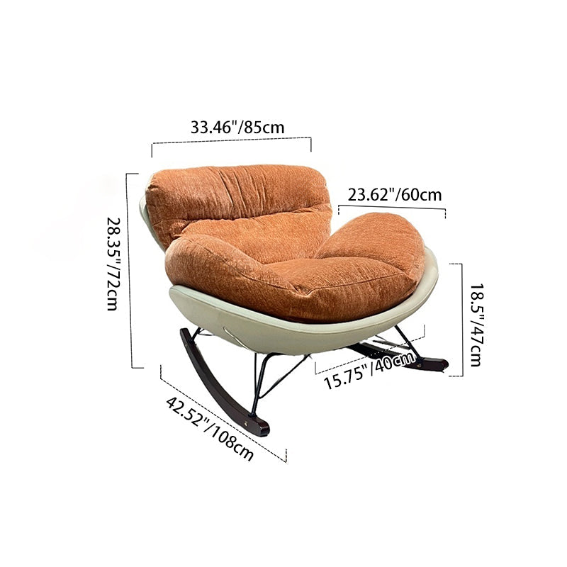 Modern Rocking Lounge Chair With Backrest - Faux Leather Base Chenille Fabric Upholstered Accent Chair For Living Room Lumendat
