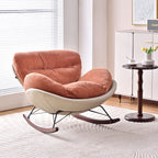 Modern Rocking Lounge Chair With Backrest - Faux Leather Base Chenille Fabric Upholstered Accent Chair For Living Room Lumendat