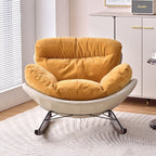 Modern Rocking Lounge Chair With Backrest - Faux Leather Base Chenille Fabric Upholstered Accent Chair For Living Room Lumendat