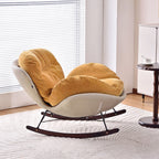 Modern Rocking Lounge Chair With Backrest - Faux Leather Base Chenille Fabric Upholstered Accent Chair For Living Room Lumendat