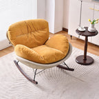 Modern Rocking Lounge Chair With Backrest - Faux Leather Base Chenille Fabric Upholstered Accent Chair For Living Room Lumendat
