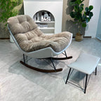 Contemporary Rocking Accent Chair With Footrest - Plush Chenille Upholstered & Solid Wood Frame, Cozy Backrest Lounge Chair For Living Room Lumendat