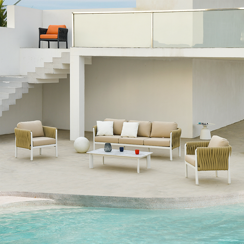 Modern Outdoor Garden Rope Sofa - 1/2/3 Seater For Balcony & Outdoor Patio Lumendat