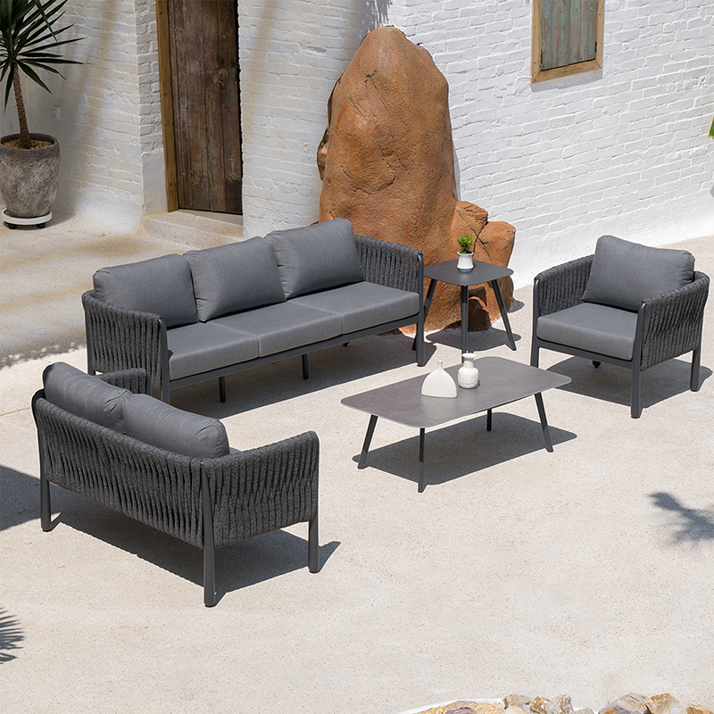 Modern Outdoor Garden Rope Sofa - 1/2/3 Seater For Balcony & Outdoor Patio Lumendat