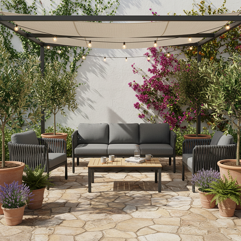 Modern Outdoor Garden Rope Sofa - 1/2/3 Seater For Balcony & Outdoor Patio Lumendat