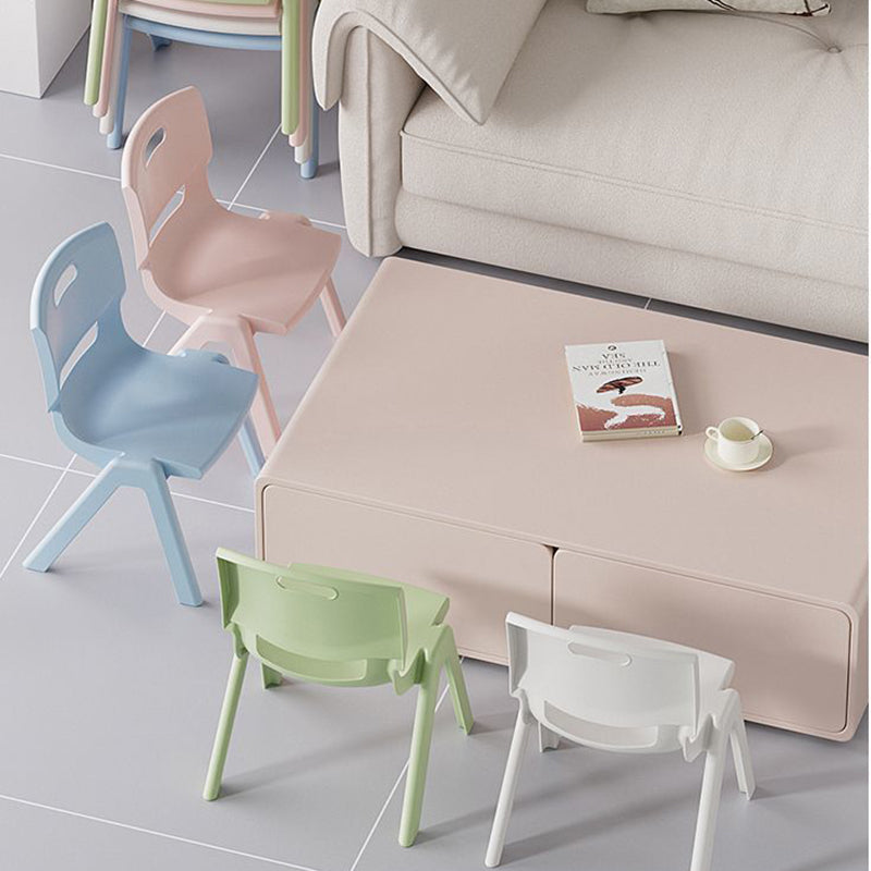Lumendat Contemporary Scandinavian Square PP Stackable Backrest Kids Low Stool For Living Room Lumendat