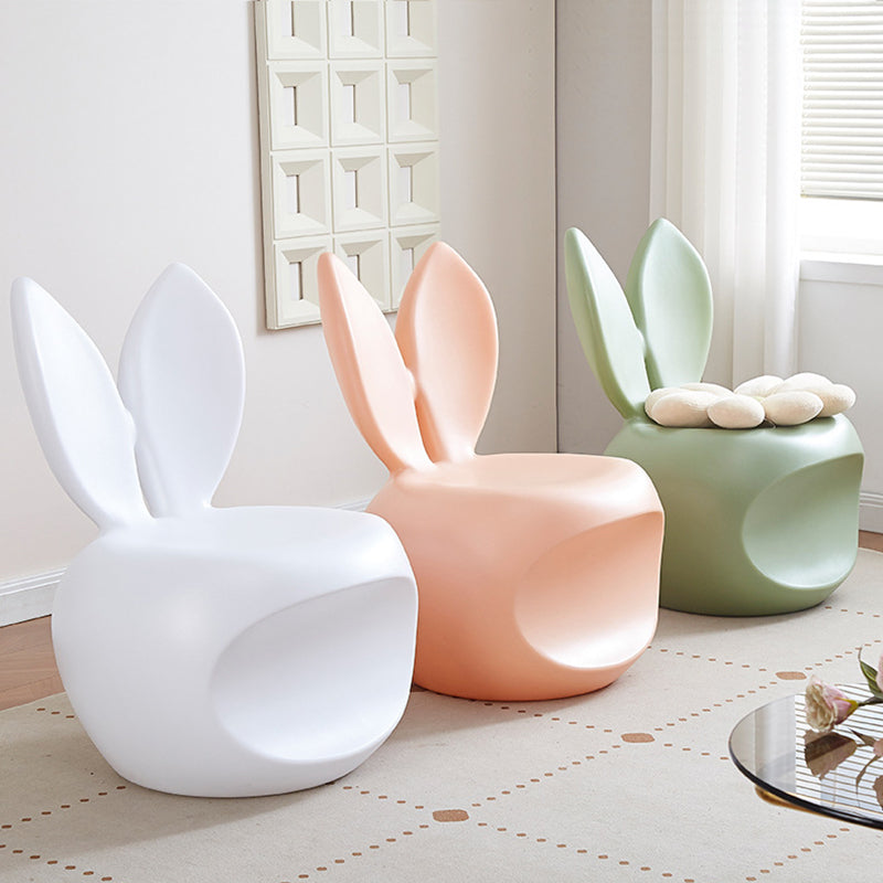 Lumendat Contemporary Creative Round PE Rabbit-Shaped Kids Backrest Stool For Living Room Lumendat