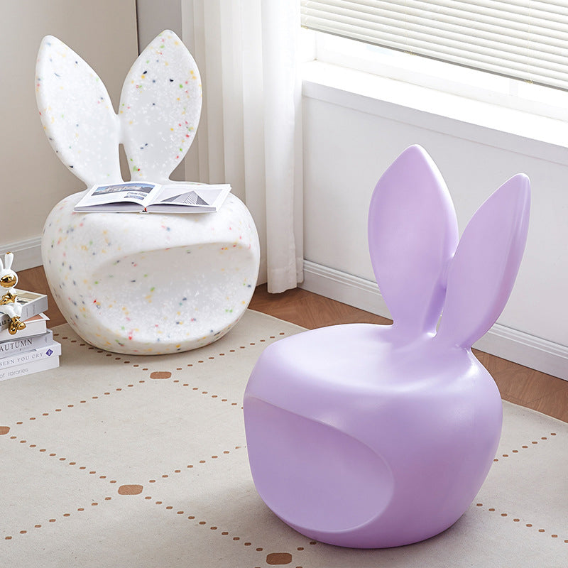 Lumendat Contemporary Creative Round PE Rabbit-Shaped Kids Backrest Stool For Living Room Lumendat
